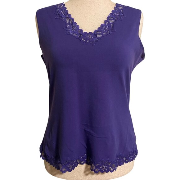 Coldwater Creek Women's Tank Top - Purple Floral Lace XL (16) - Picture 1 of 9